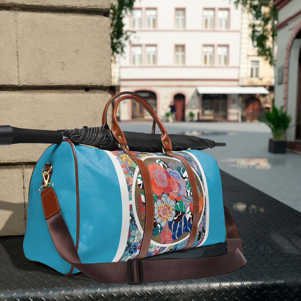 Thumbnail: Waterproof Flower Art Deco Bag in Turquoise