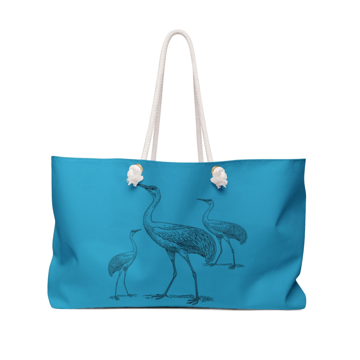 Weekender Bag Cranes of Three in Turquoise