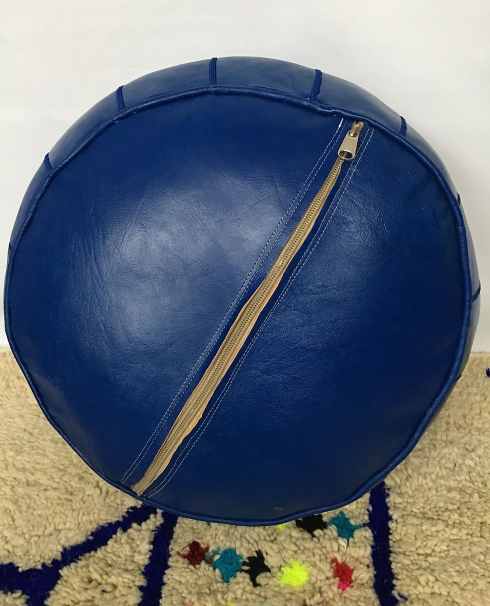 Thumbnail: Handcrafted leather Dark Blue Pouffe (p420)