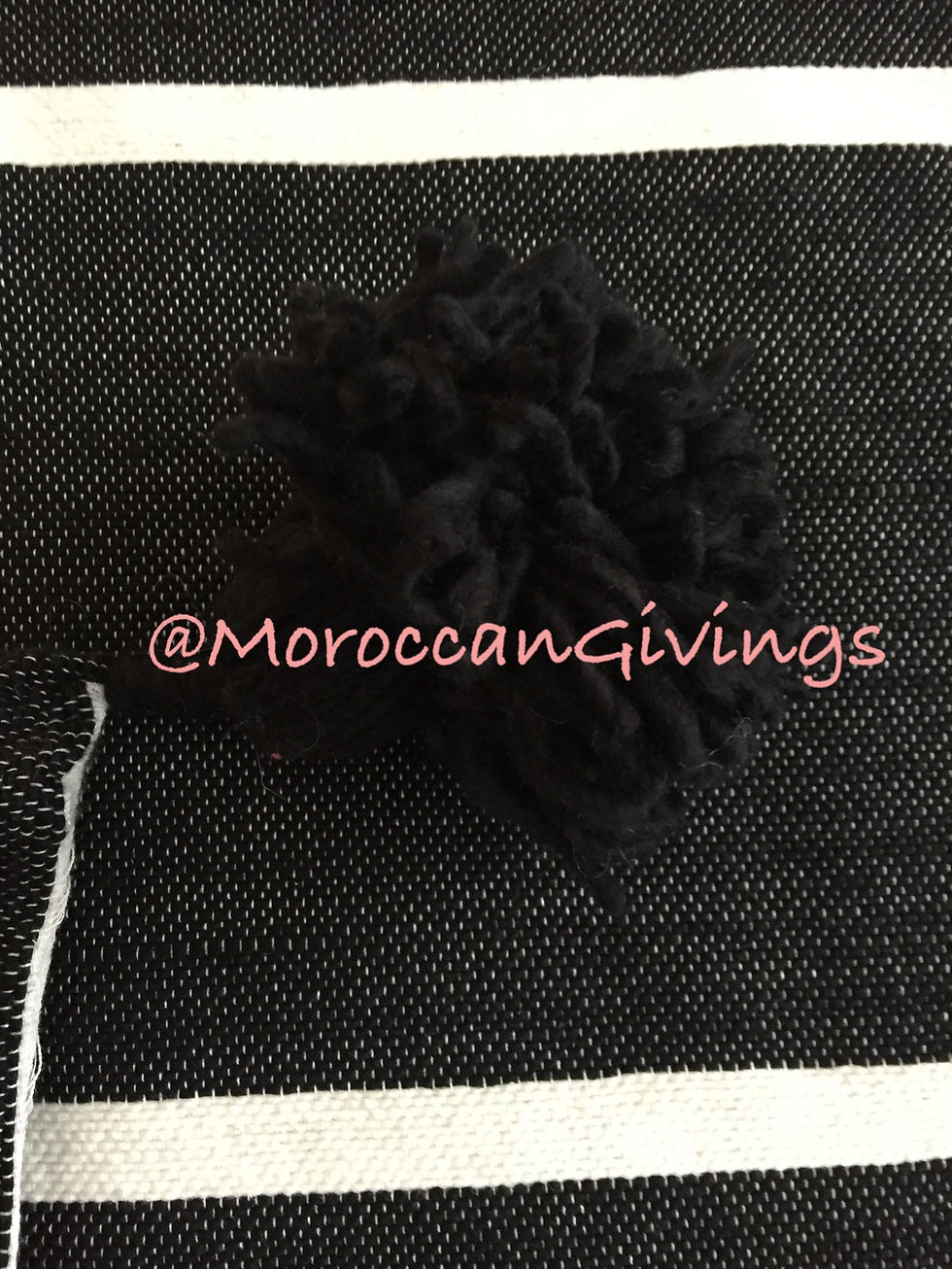 Thumbnail: Moroccan Handwoven Pom Pom Blanket ( PB050)