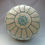 Thumbnail: White Pouffe with Turquoise embroidery (P422)