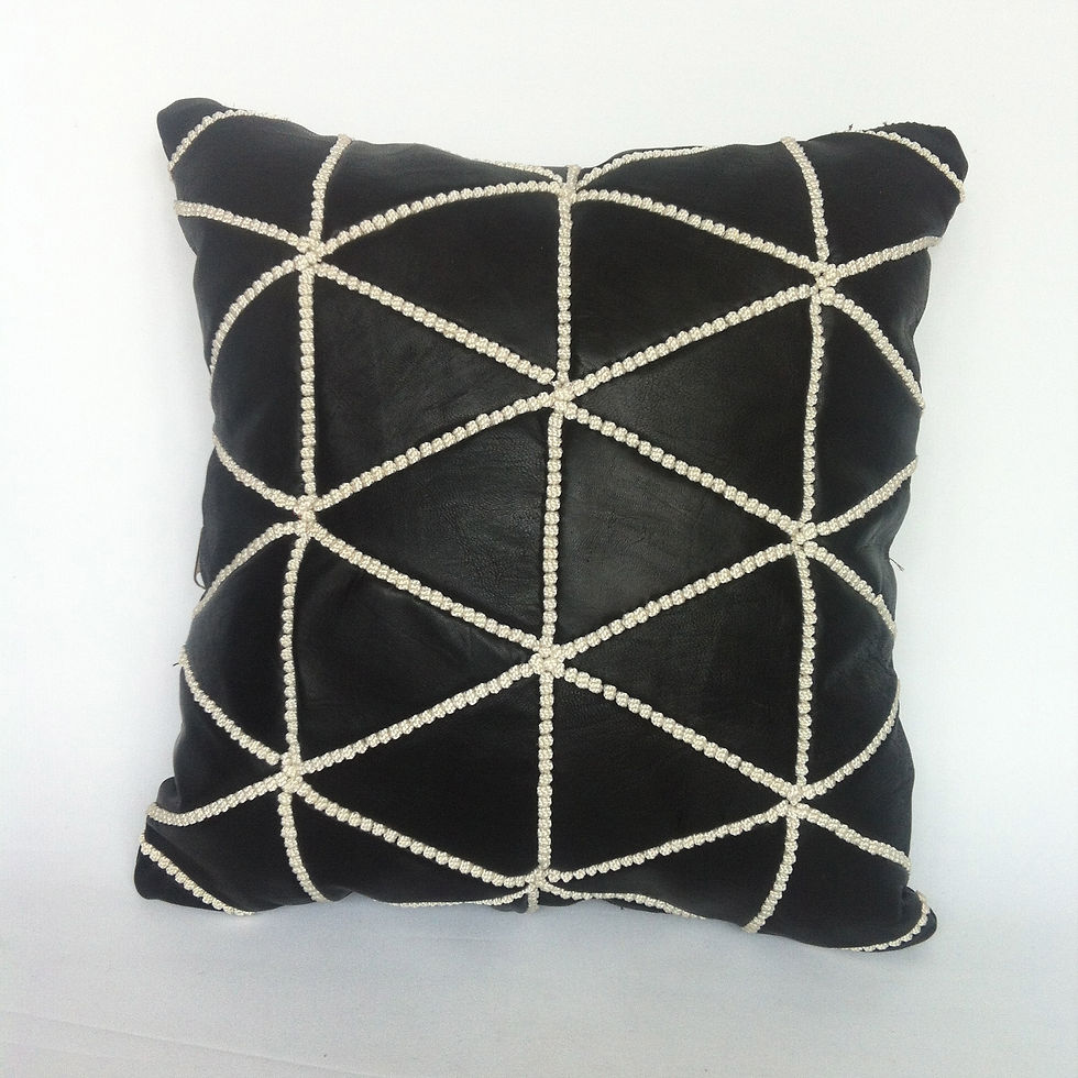 Thumbnail: Moroccan Handcrafted Leather Square Cushion Cover