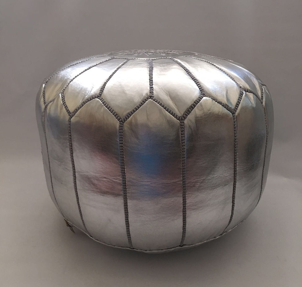 Thumbnail: Faux Leather, Silver with Silver, Tabouri (P300)