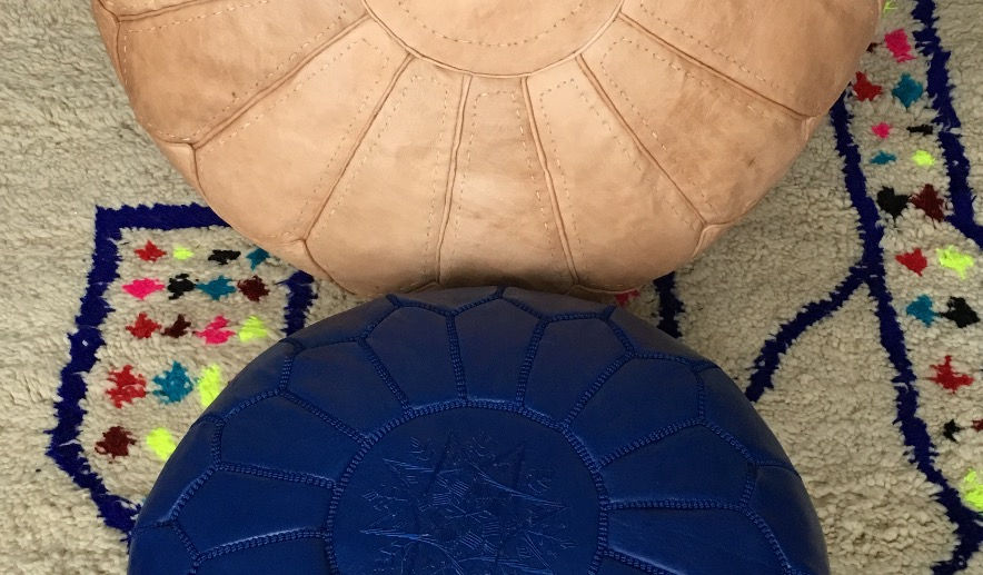 Thumbnail: Handcrafted leather Dark Blue Pouffe (p420)