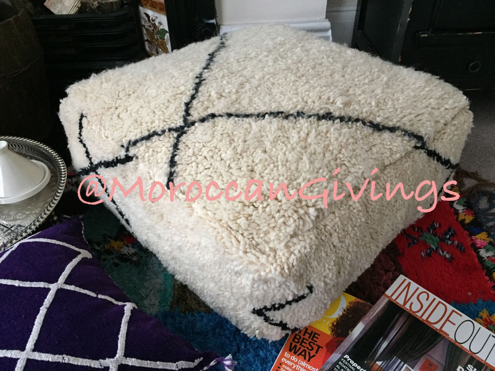 XL Vintage Pouf/Beni Ourain Square (FCBO-004)