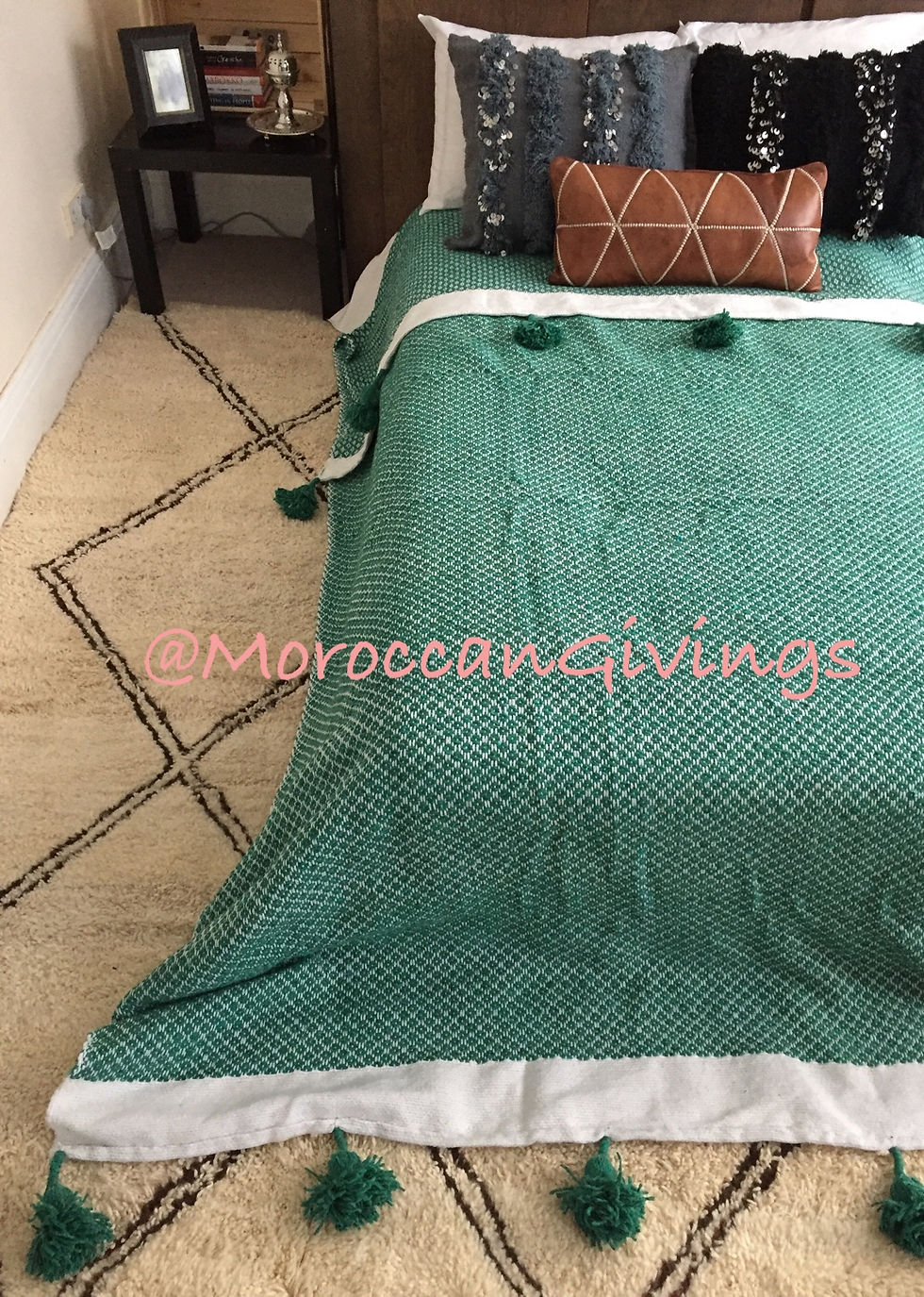 Thumbnail: Pom Pom Blanket, Spike design, Sea Green (SD101)