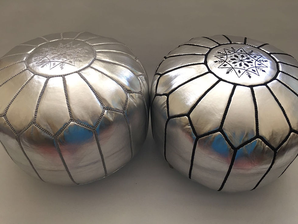 Thumbnail: Faux Leather, Silver with Silver, Tabouri (P300)