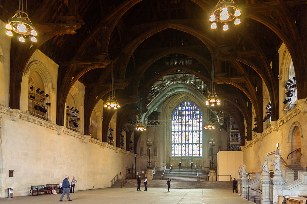 Westminster Hall - (Photo credit: Tristan Surtel, CC BY-SA 4.0 <https://creativecommons.org/licenses/by-sa/4.0>, via Wikimedia Commons)
