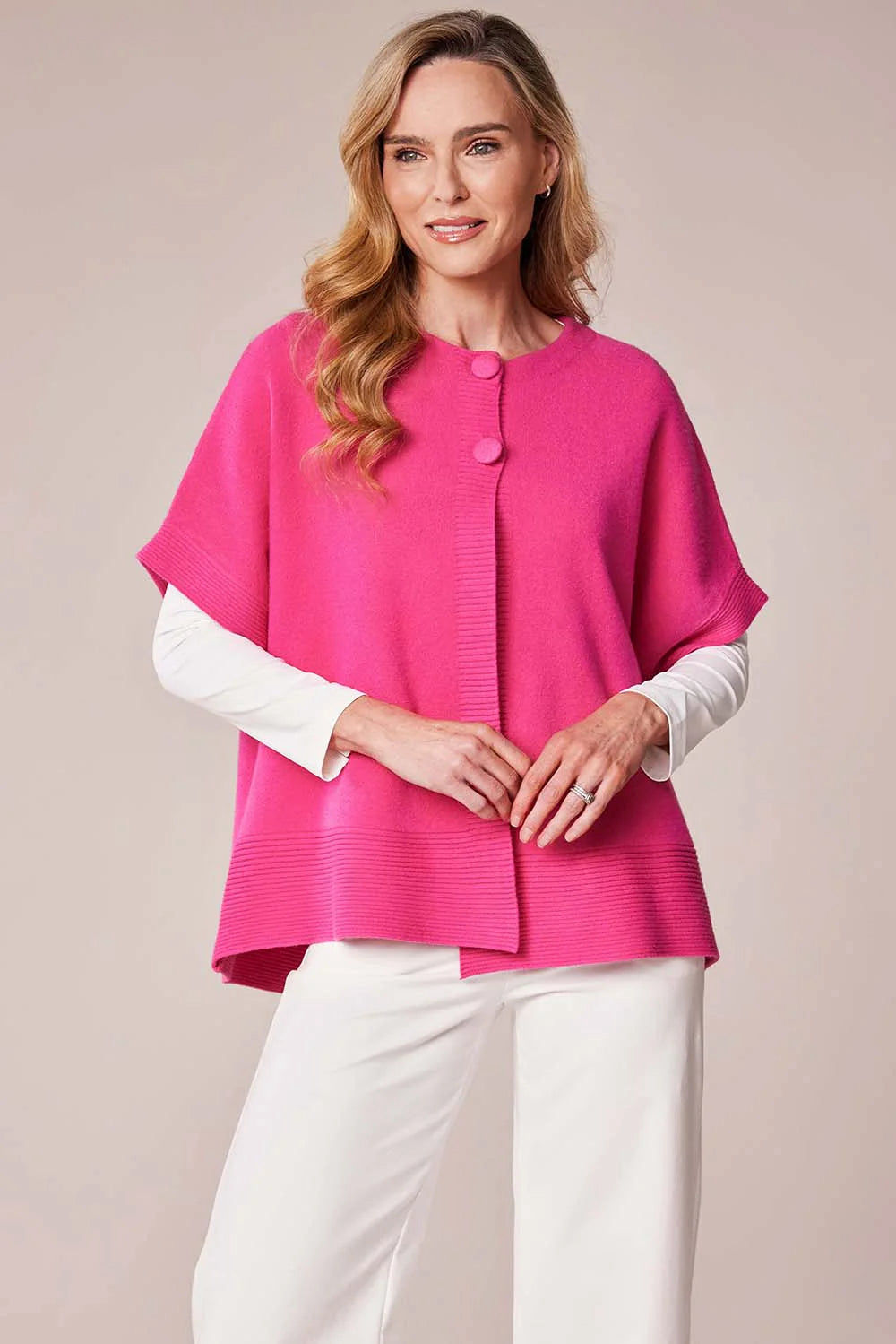 Sleeveless Cardigan Fuchsia