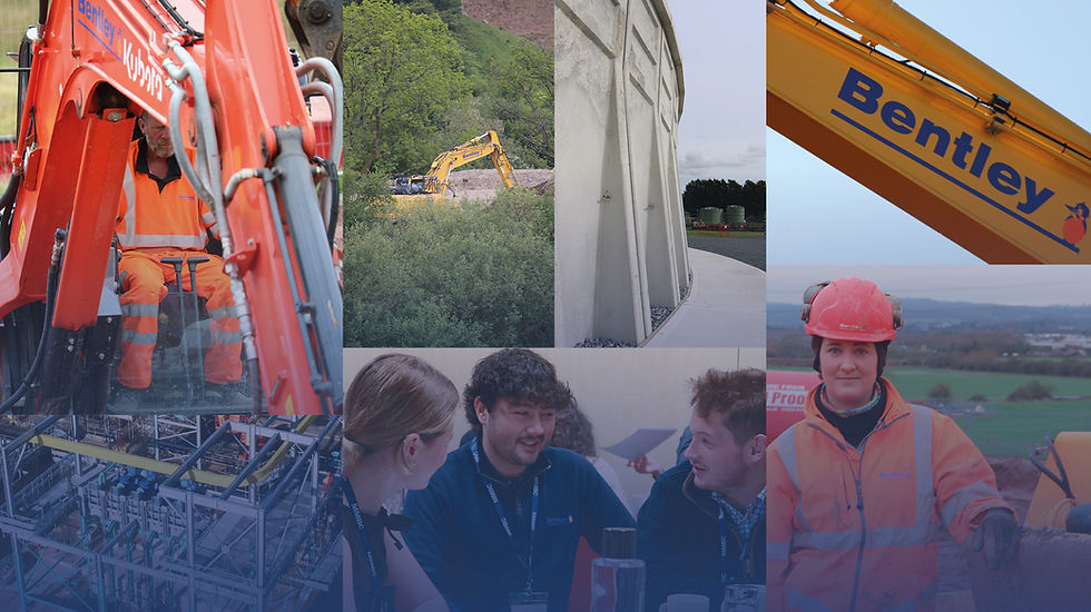 Multiple images of construction workers