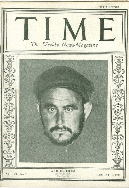 ABDELKRIM EL-KHATTABI en couverture du Time Magazine du 17 Août 1925
(source : Wikipedia)