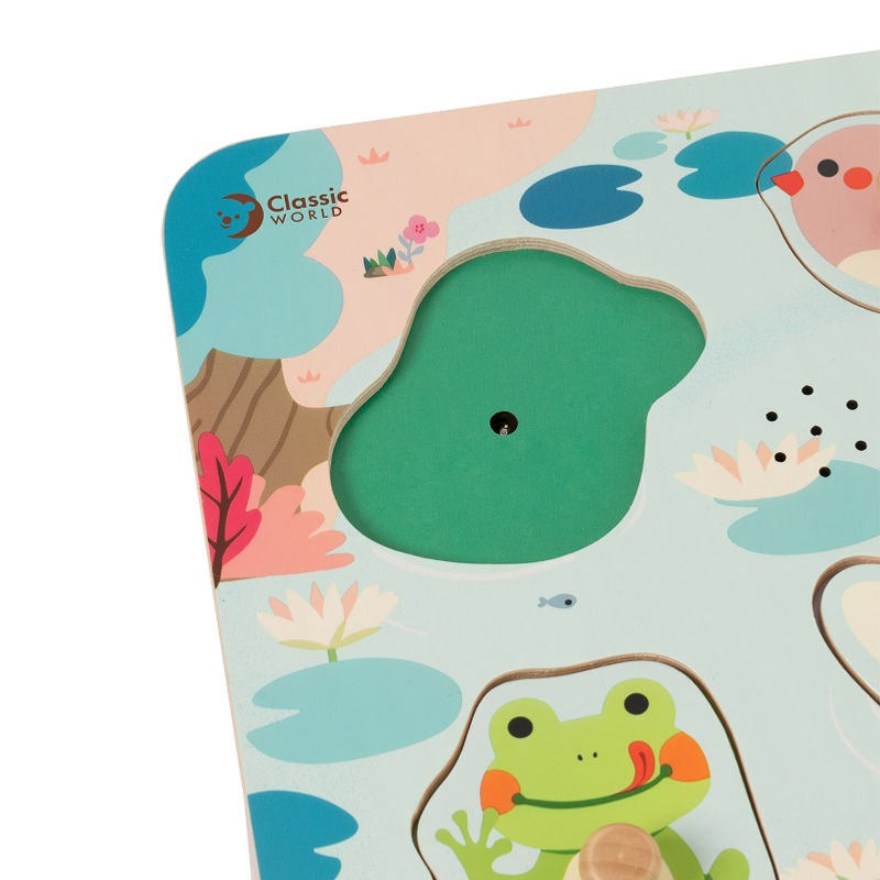 Wooden Peg Puzzle - Pond Animals with Sound - 8pcs