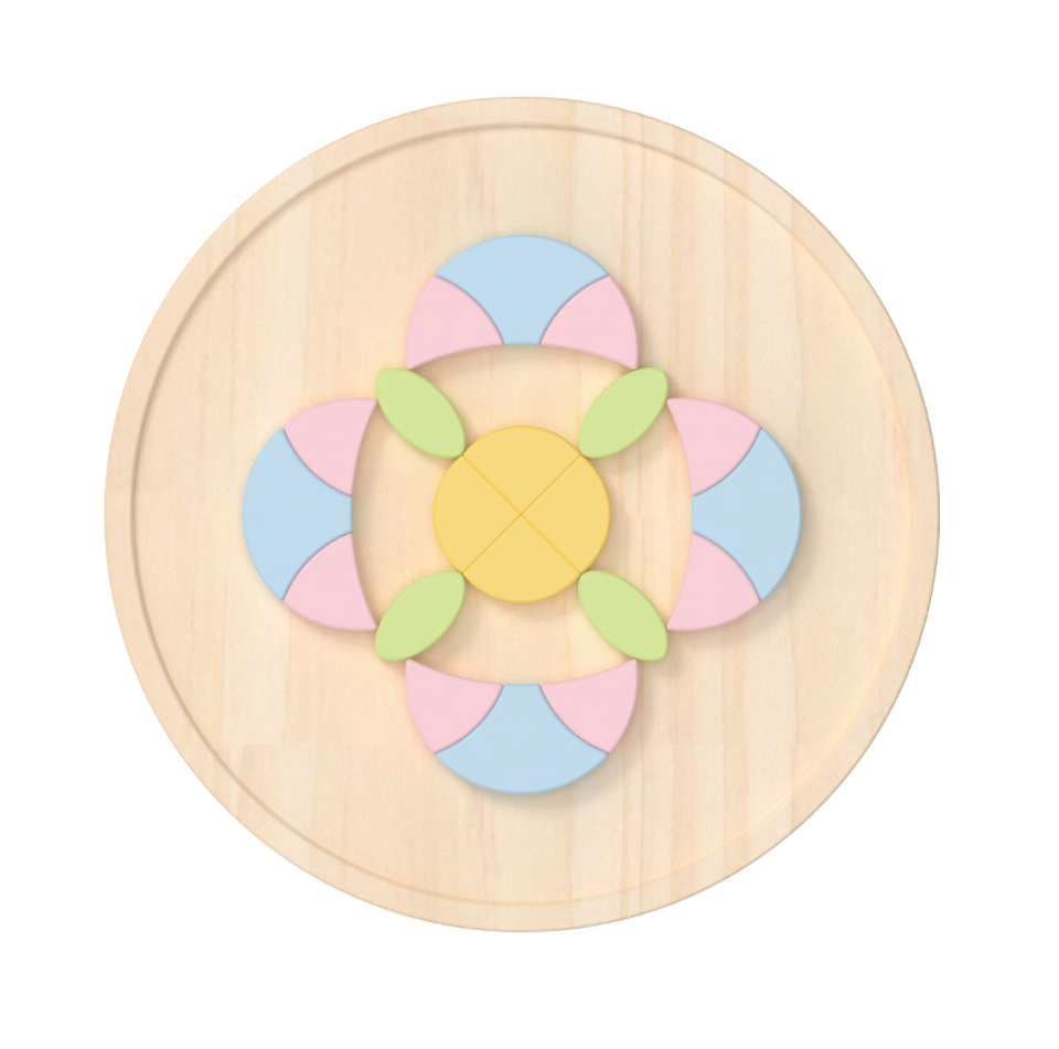 Flower Mandala Wooden Block Puzzle - 70 Pieces