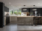 wide contemporary kitchen with aga and full cabinetry wall – kitchen – LA Associates Falmo