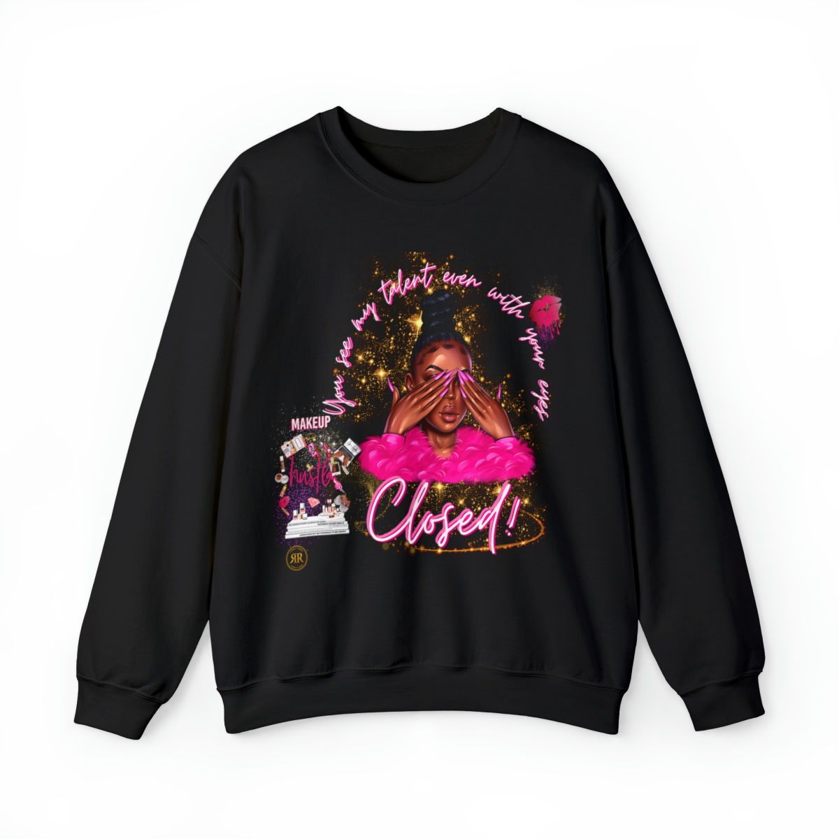 Make-Up Hustla (even with eyes closed), Heavy Blend™ Crewneck Sweatshirt