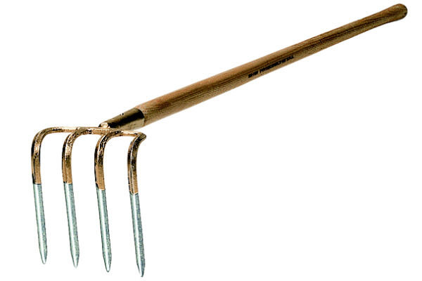 Gartenkreiel, Kartoffelhacke, 4 giegelförmige Zinken mit Stiel, SHW Profi