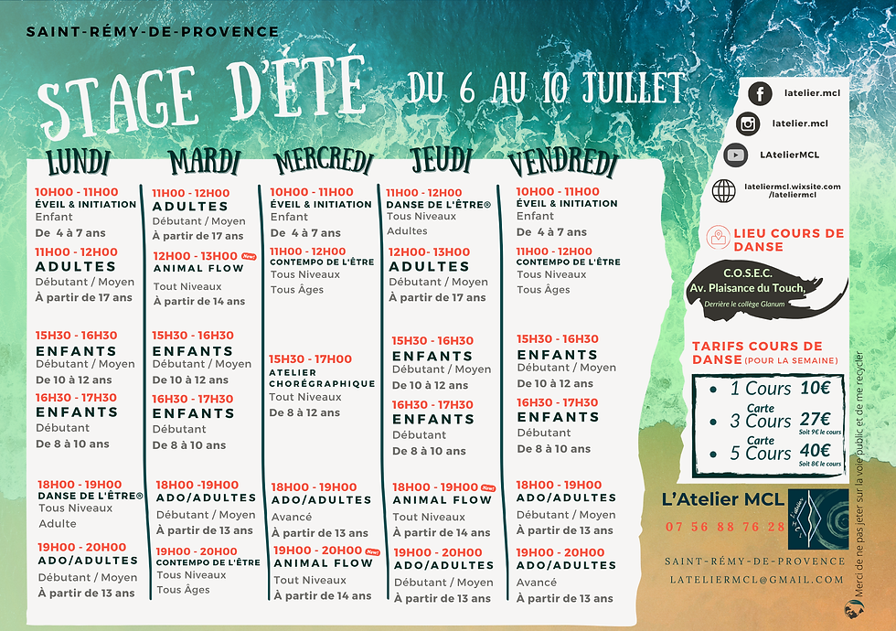 Planning des Cours
