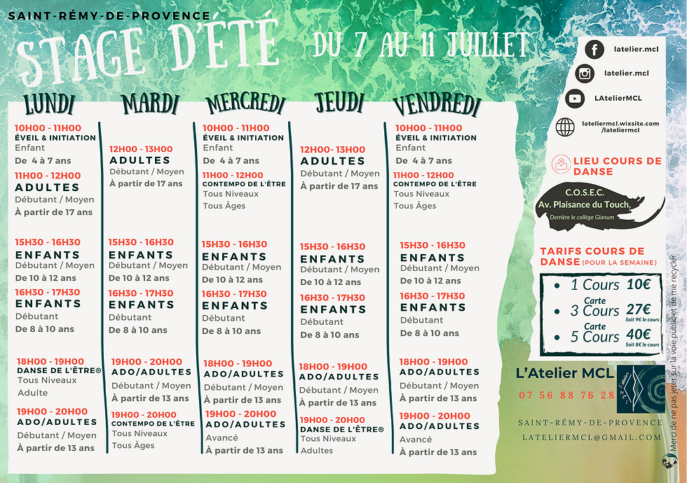 Planning des Cours