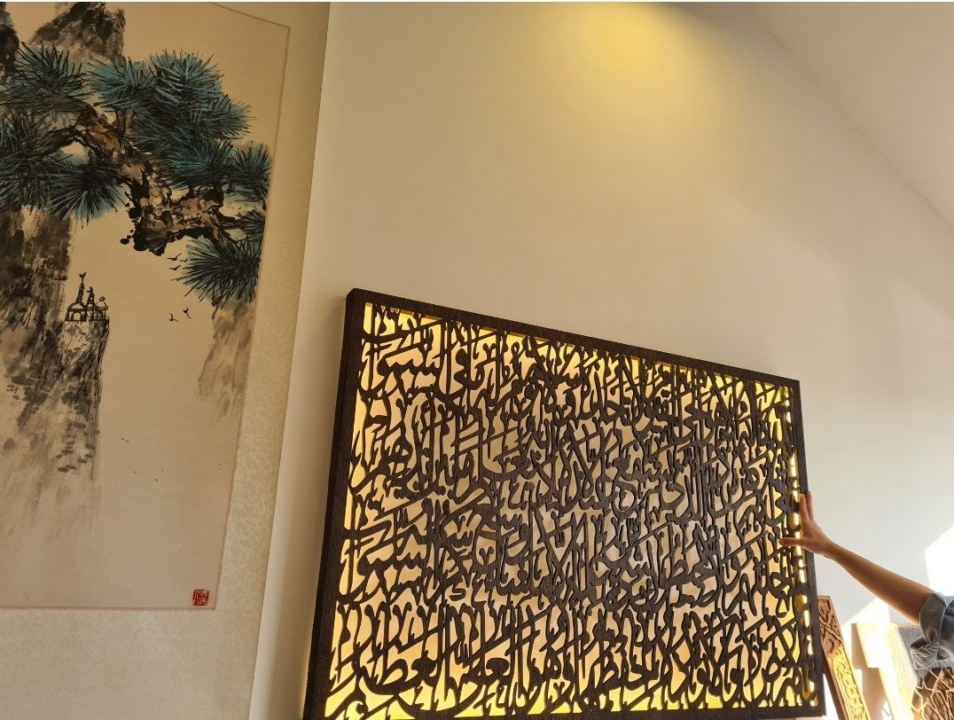 luxury wooden decorative illuminated islamic artwork