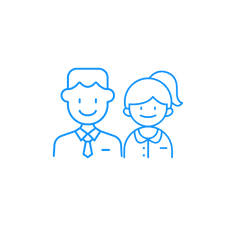 Blaue Icons: Mann und Frau als Symbol für Barmenia-Versicherungen für Azubis