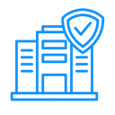 Blaues Icon: Gebäude als Symbol für die Barmenia-Versicherungen für Unternehmen