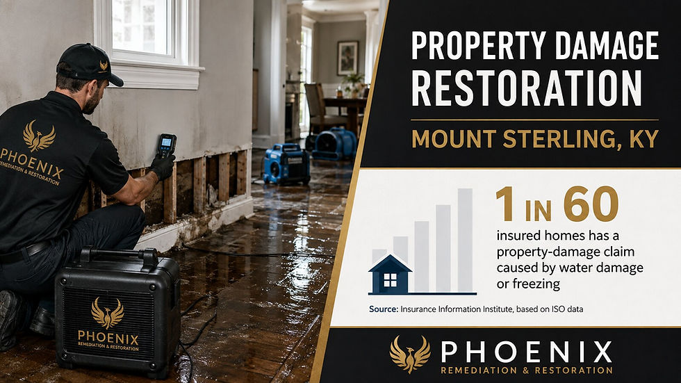 Phoenix Remediation and Restoration property damage restoration infographic for Mount Sterling Kentucky