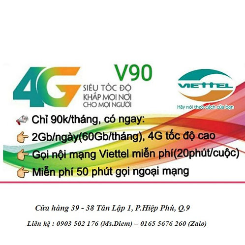 Dung Toan Quốc Sim 4g Viettel V90 Free 60gb Thang Goi Thả Ga Cửa Hang Phụ Kiện 39