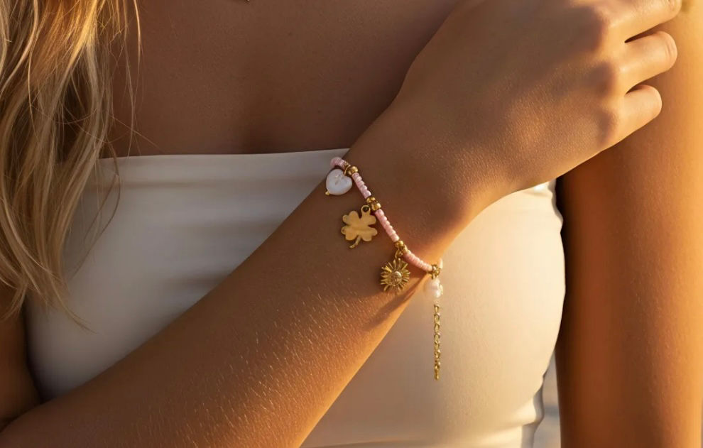 Bracelet breloques rose