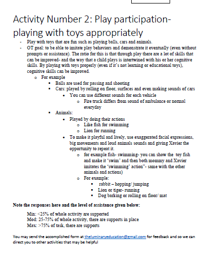 Thumbnail: GUIDED WORKSHEET: IMITATING ACTIONS, PLAYING PROPERLY, COLORING SKILLS