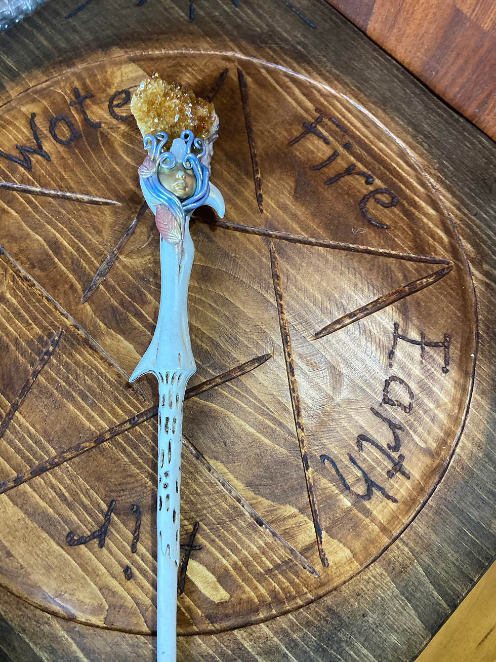 Thumbnail: Citrine Aura Quartz Goddess Willow Wand