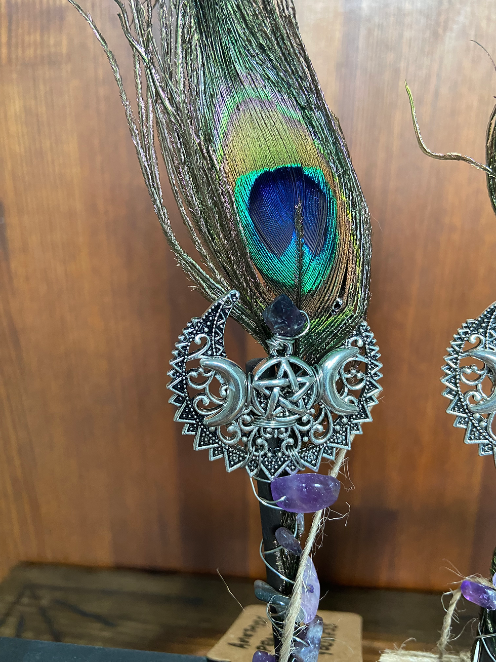 Thumbnail: Hawthorn Fluorite Triple Moon Goddess Wand