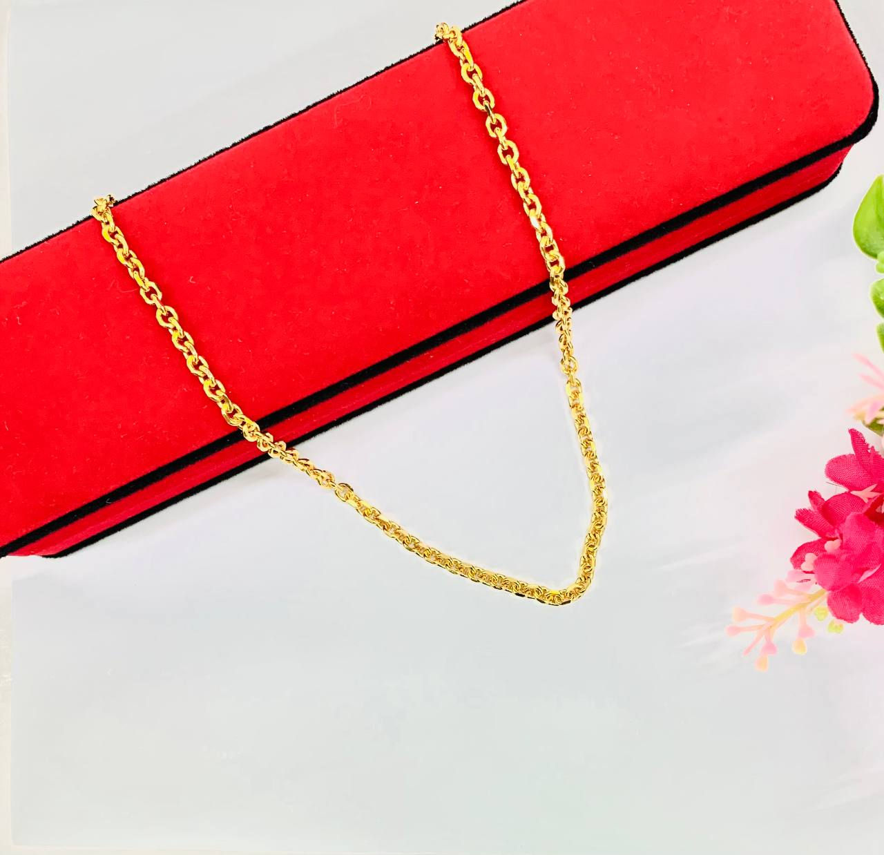 EMAS KOREA 24K 916 RANTAI LEHER SAUH HALUS 60CM