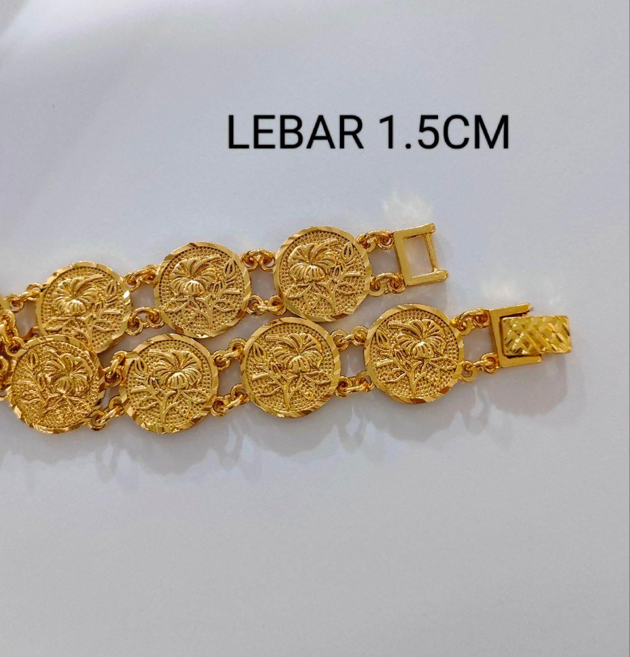 EMAS KOREA BRACELET RANTAI TANGAN FLOWER COIN