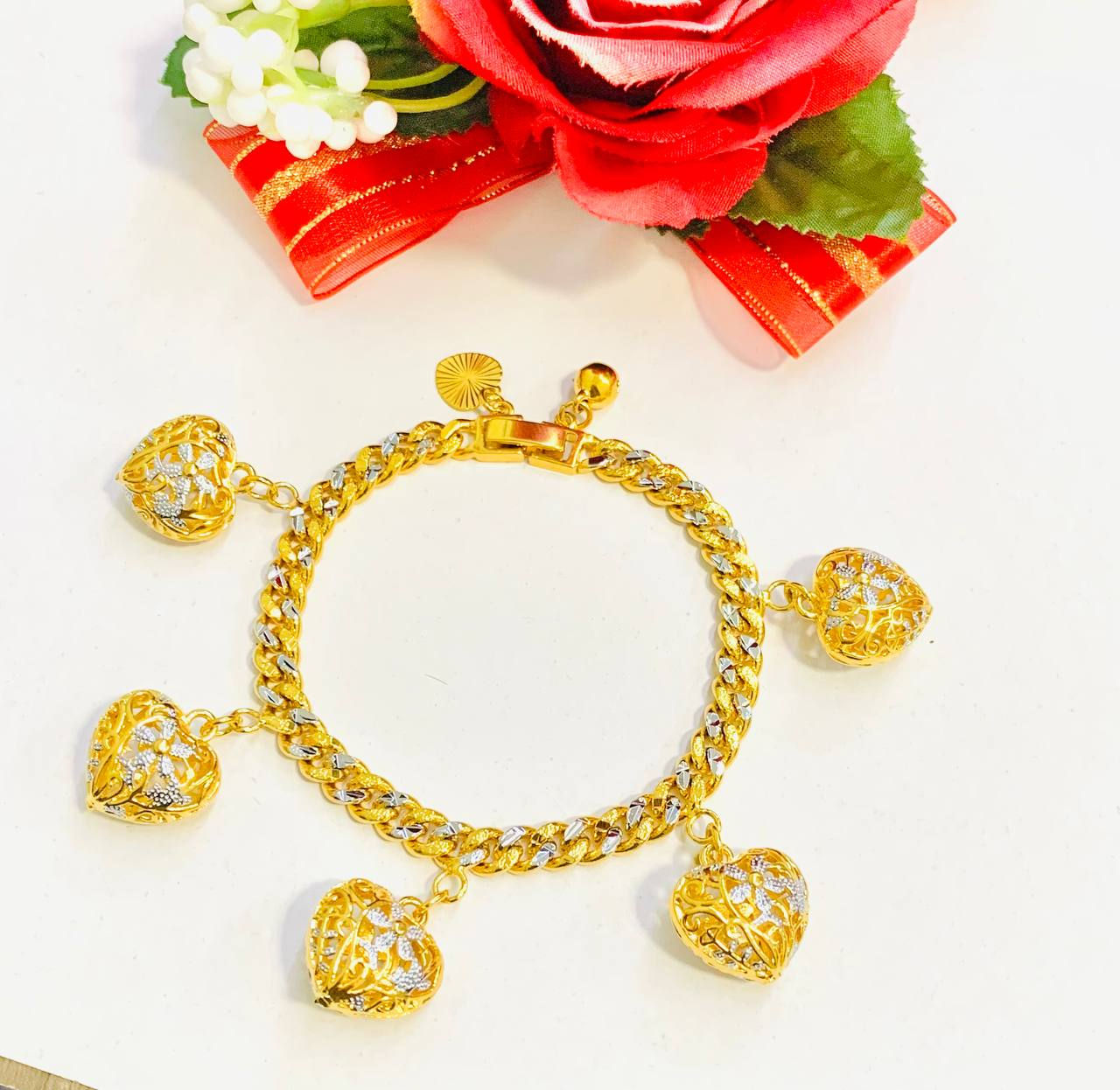 EMAS KOREA 24K 916 RANTAI TANGAN SAUH MIX 2 COLOUR