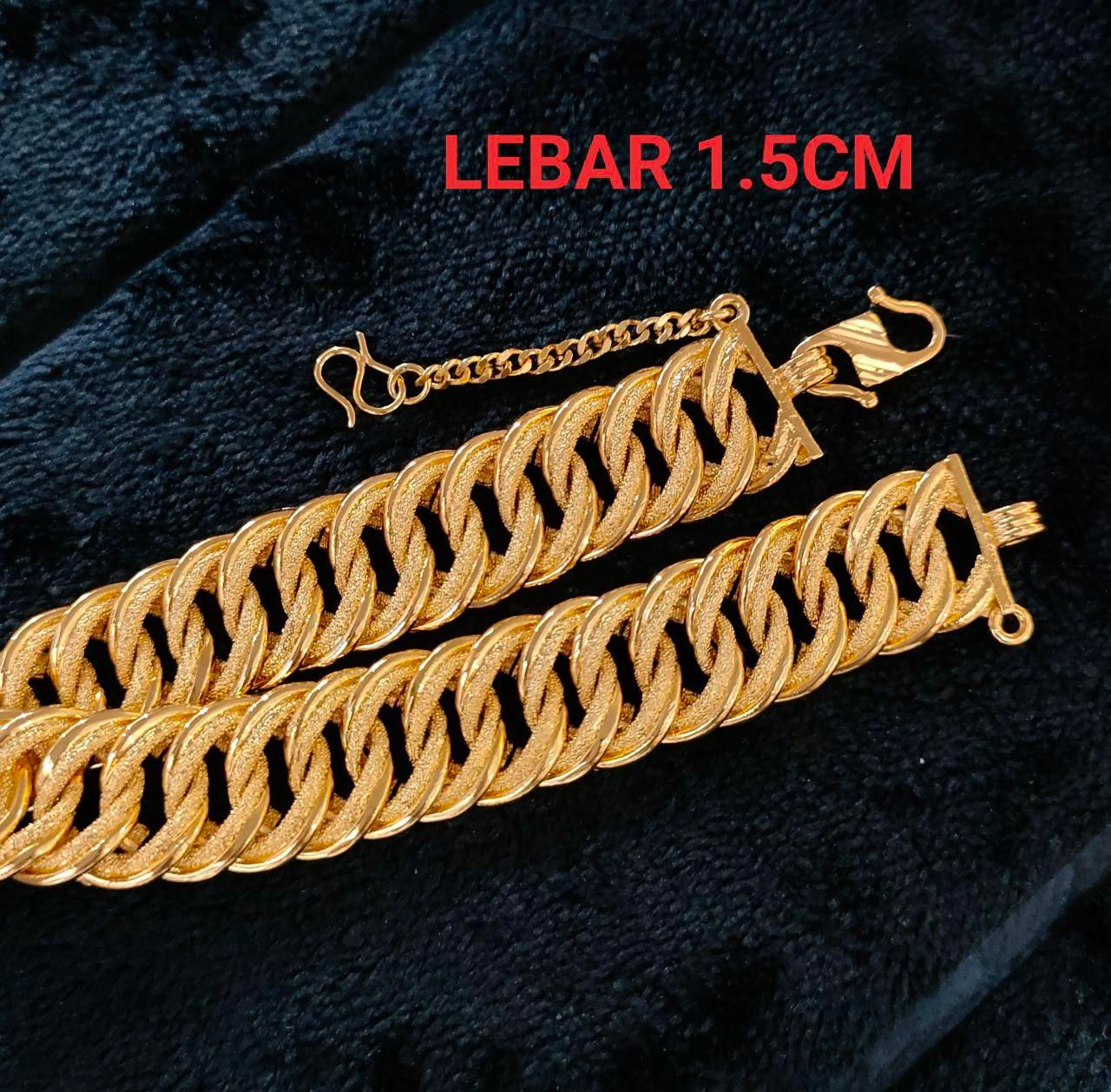 EMAS KOREA 24K 916 BRACELET RANTAI TANGAN 1.5CM SAJAT KAIT 2