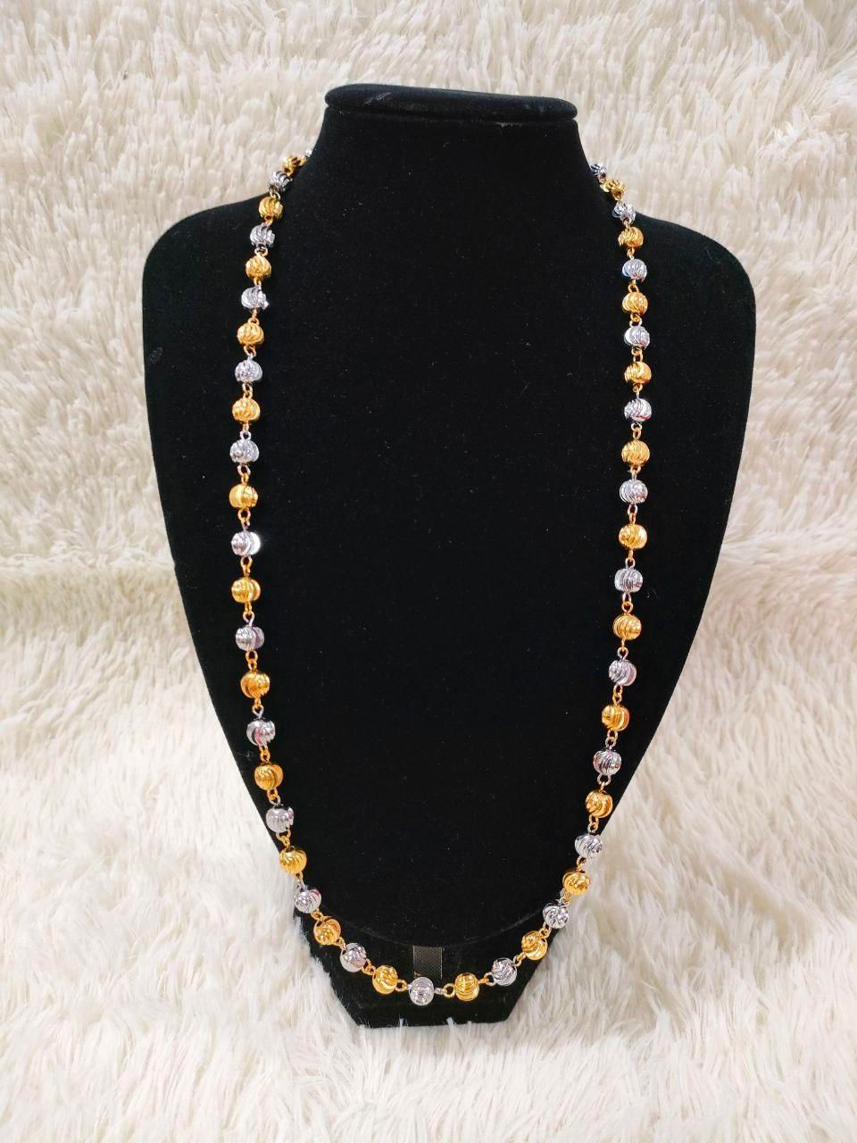 EMAS KOREA 24K 916 RANTAI LEHER BOBA MIX COLOUR PANJANG 70CM LEBAR 0.8CM