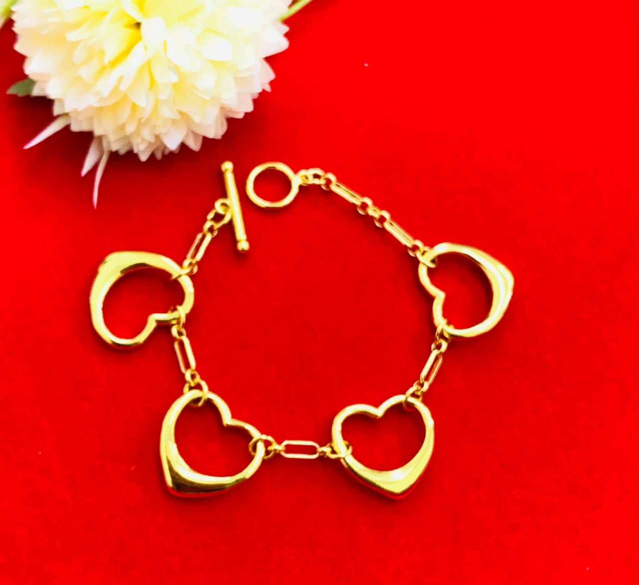 EMAS KOREA 24K 916 GELANG TANGAN EMPTY BIG HEART