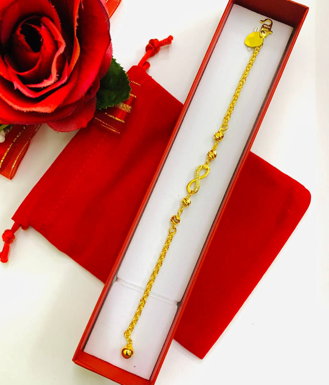 EMAS KOREA 24K 916 RANTAI TANGAN DIAMOND INFINITI