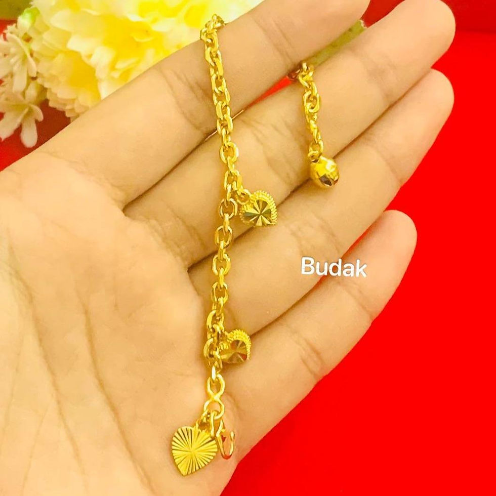 EMAS KOREA 24K 916 GELANG TANGAN SAUH HALUS 3 MINI LOVE BRACELET (BUDAK)