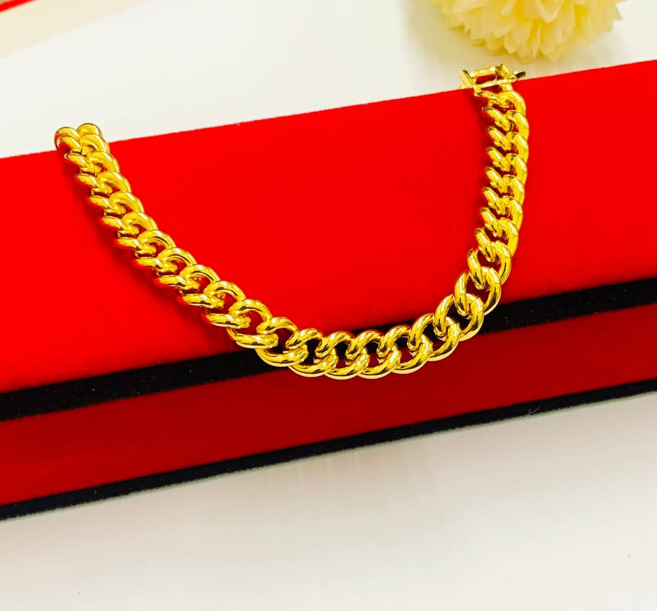 EMAS KOREA 24K 916 RANTAI TANGAN LIPAN GEMUK LICIN LEBAR 0.8CM