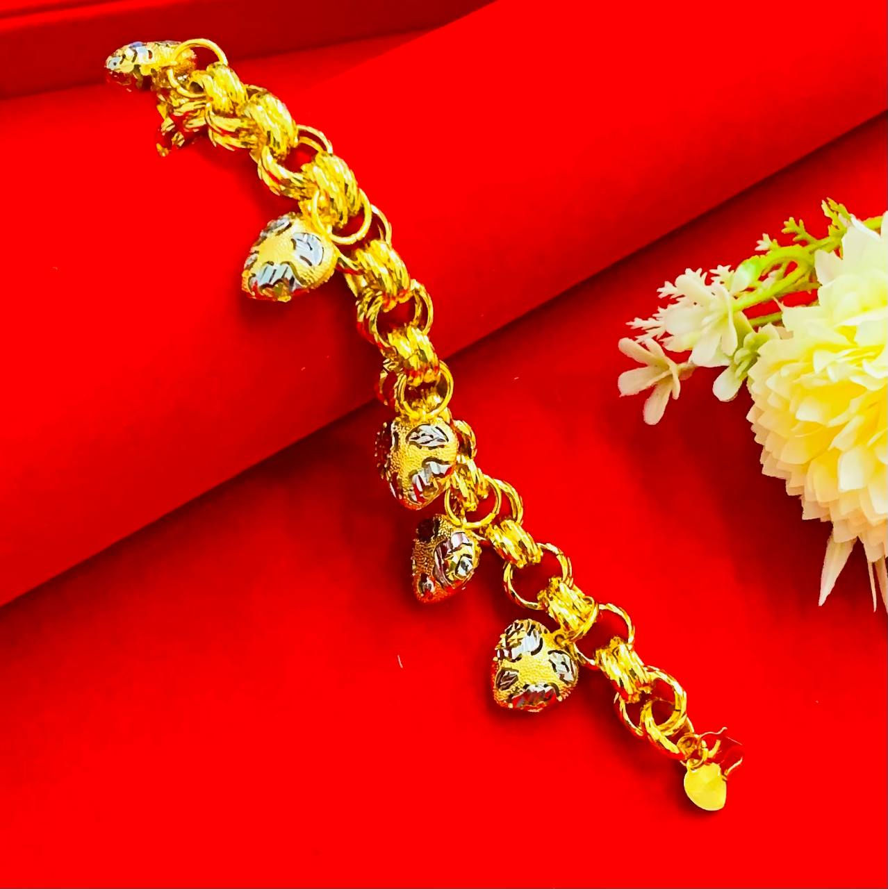 EMAS KOREA 24K 916 RANTAI TANGAN JUNTAI LOVE MIX COLOR