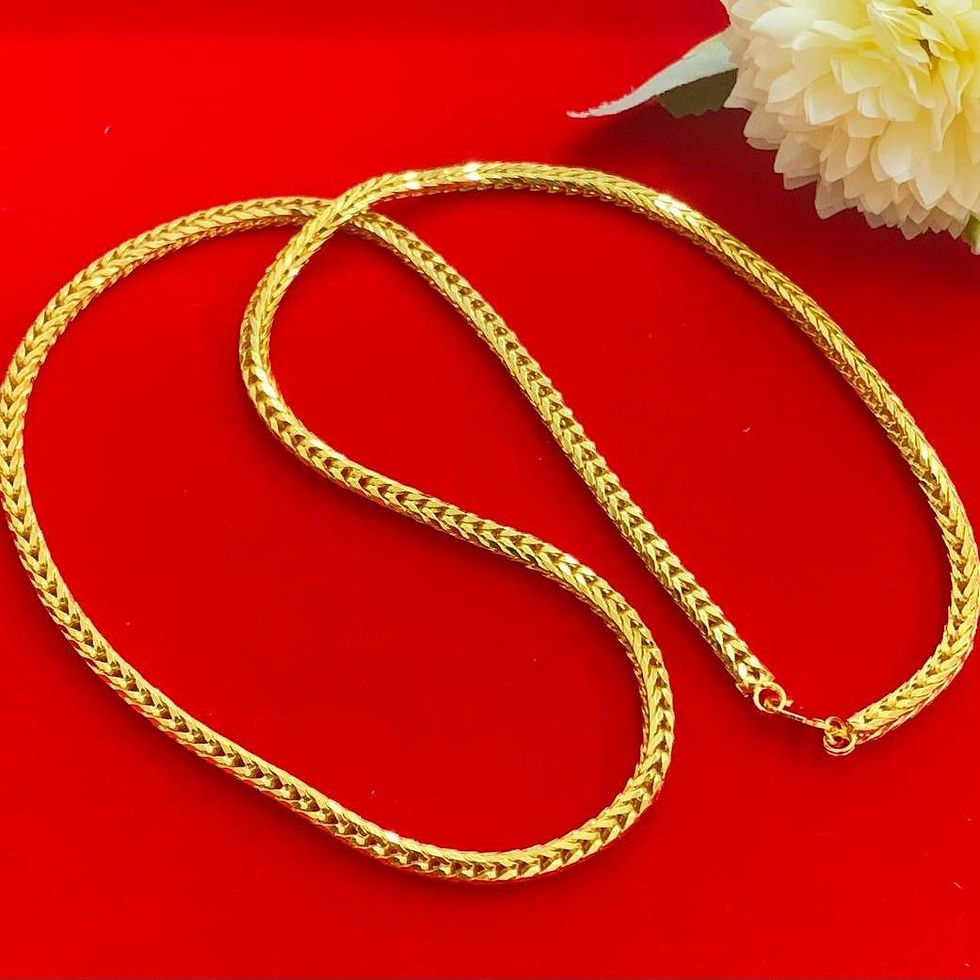 Thumbnail: EMAS KOREA 24K 916 RANTAI LEHER 60CM ULAR SEGI 4 LEBAR 0.4CM