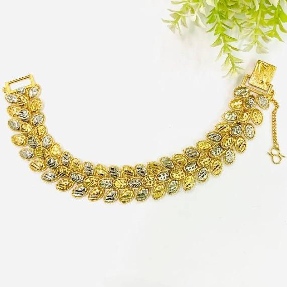 Thumbnail: EMAS KOREA 24K 916 RANTAI TANGAN BUNGA KARI MIX COLOUR LEBAR 2.0CM