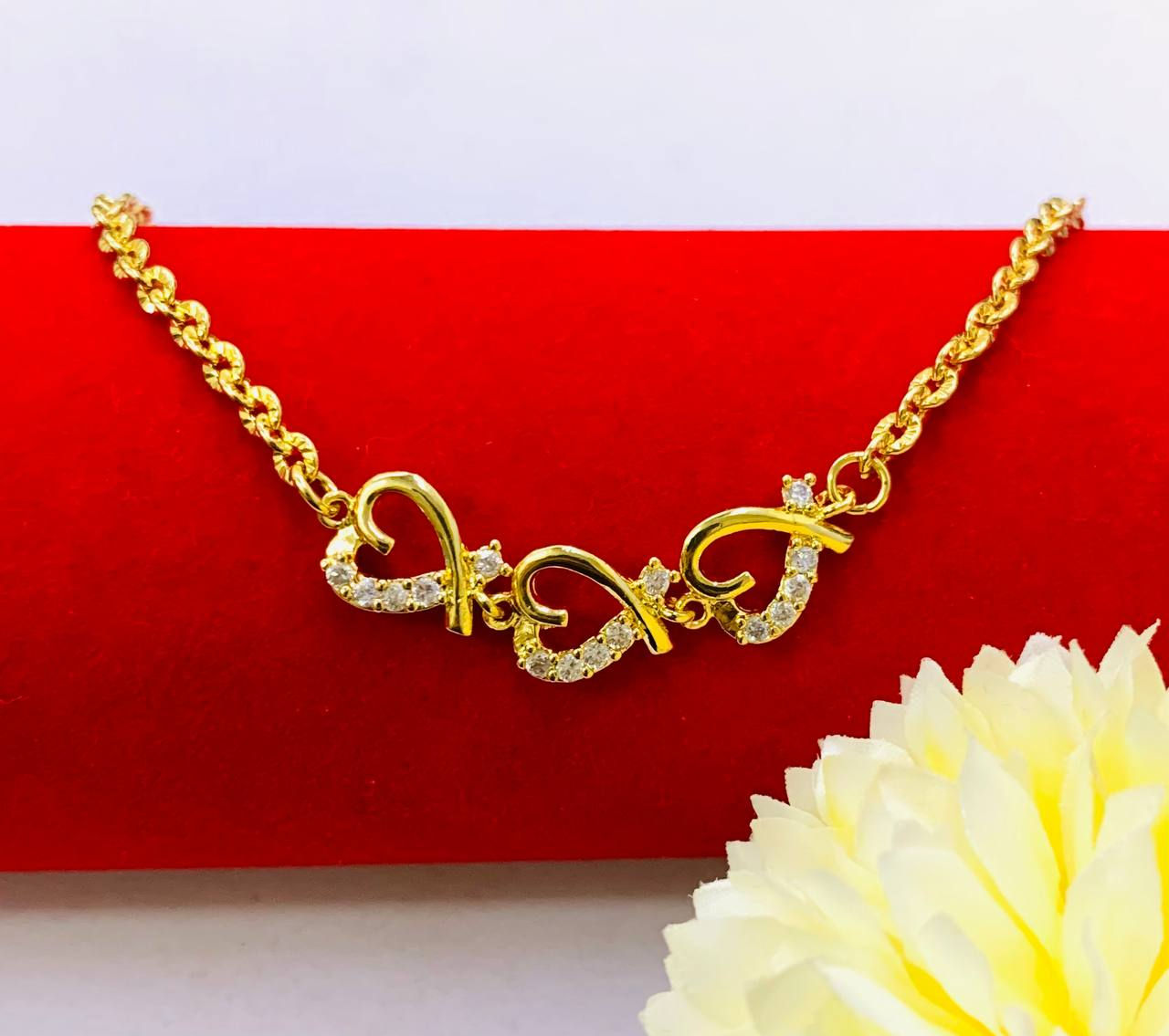 EMAS KOREA 24K 916 RANTAI TANGAN SAUH LOVE DIAMOND