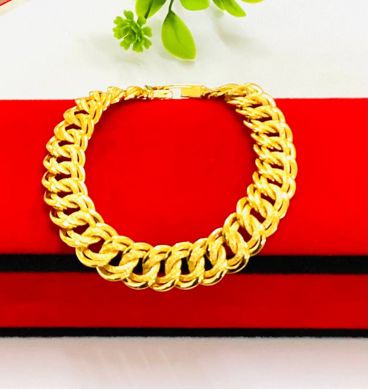 EMAS KOREA 24K 916 RANTAI TANGAN COCO KING LEBAR 1.5CM CAKUK CLIP