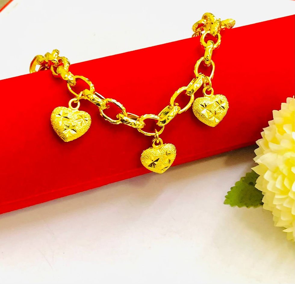 EMAS KOREA 24K 916 RANTAI TANGAN SADUR LOVE BERJUNTAI