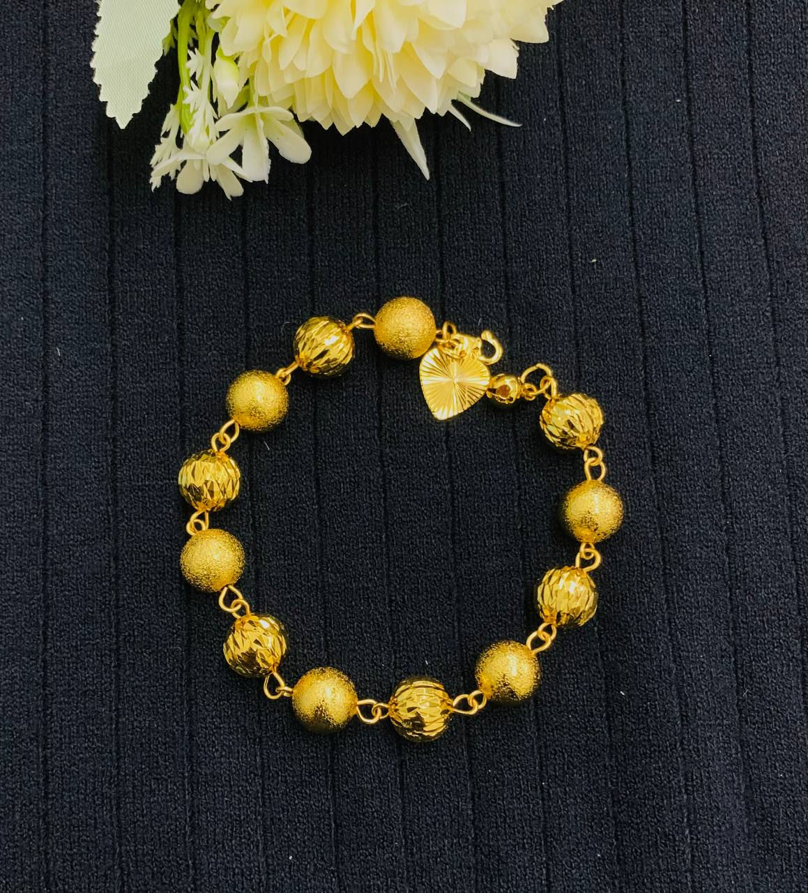 EMAS KOREA 24K 916 RANTAI TANGAN BIJI BOBA TEBAL