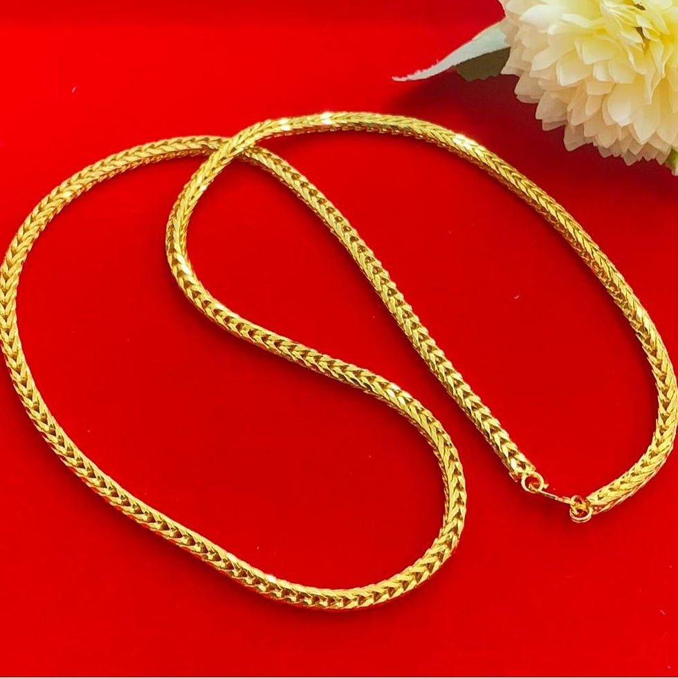 Thumbnail: EMAS KOREA 24K 916 RANTAI LEHER 70CM ULAR SEGI 4 LEBAR 0.3CM