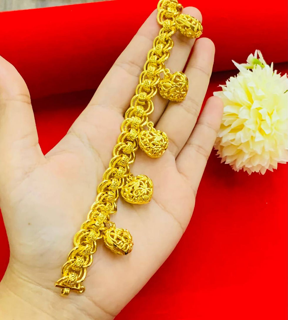 Thumbnail: EMAS KOREA 24K 916 RANTAI TANGAN COCO CANDY LOVE KERAWANG CAKUK S