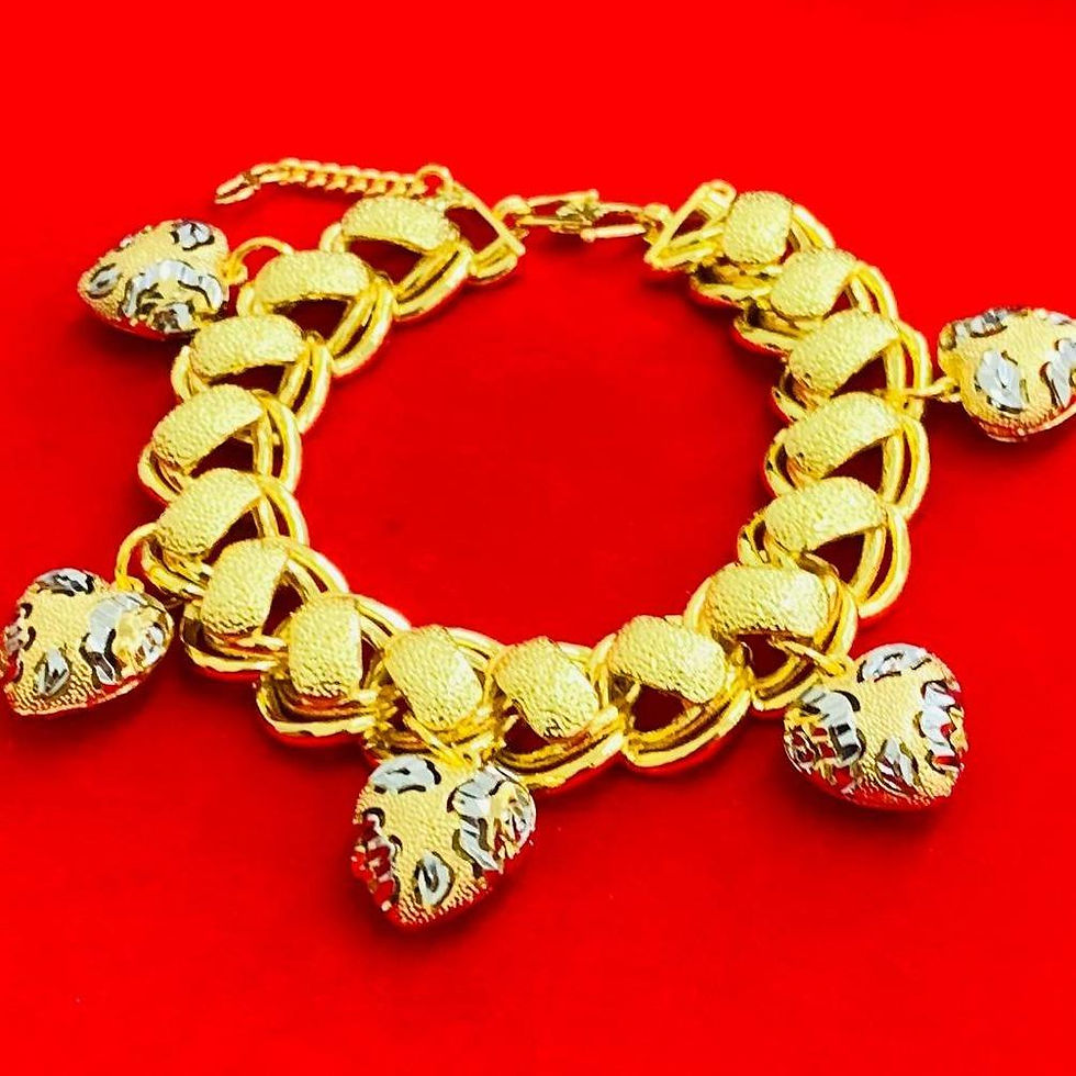 EMAS KOREA 24K 916 RANTAI TANGAN SIPUT LOVE MIX COLOR
